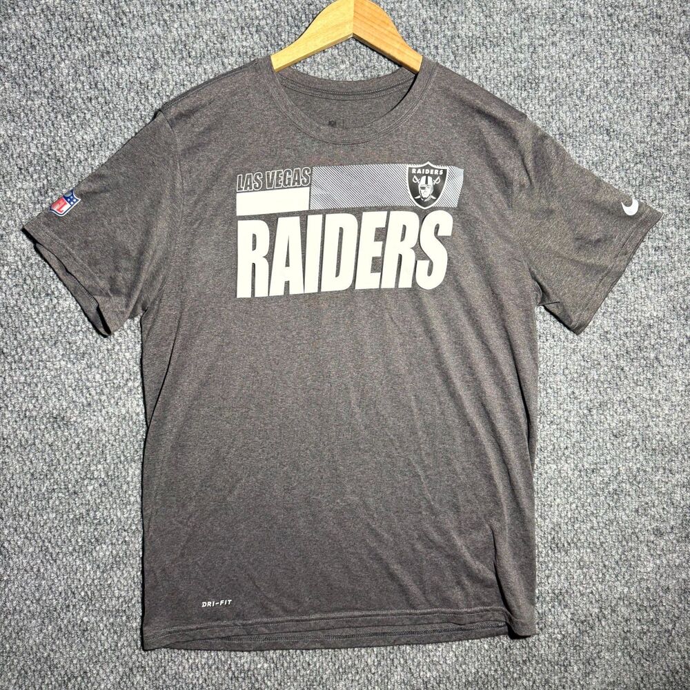 Las Vegas Raiders NFL The Nike Tee Men's Large Gray Short Sleeve Logo Football